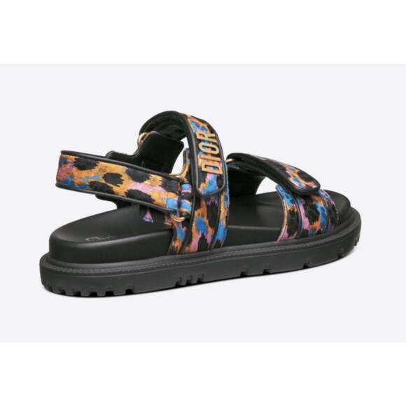 Christian Dior Act Dway Mizza Black Silk Gold Logo Strap Flat Dad Sandal 37 - Picture 8 of 12